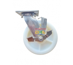 Bánh xe PA 200mm càng inox khóa