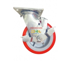 Bánh xe 150mm PU nhựa càng inox 304 khóa