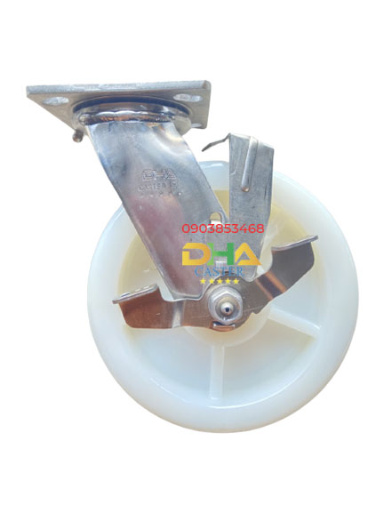 Bánh xe PA càng inox 200x50 khóa