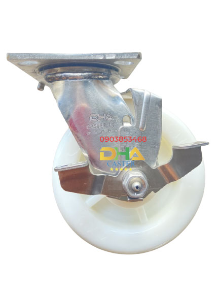 Bánh xe PA 150mm càng inox 304 khóa