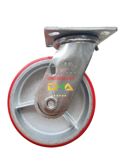 Bánh xe PU 150x50 càng inox 304 xoay