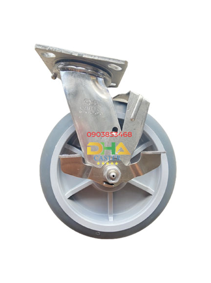 Bánh xe cao su 200 càng inox khóa