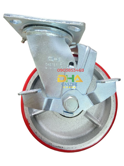 Bánh xe PU 150*50mm gang khóa