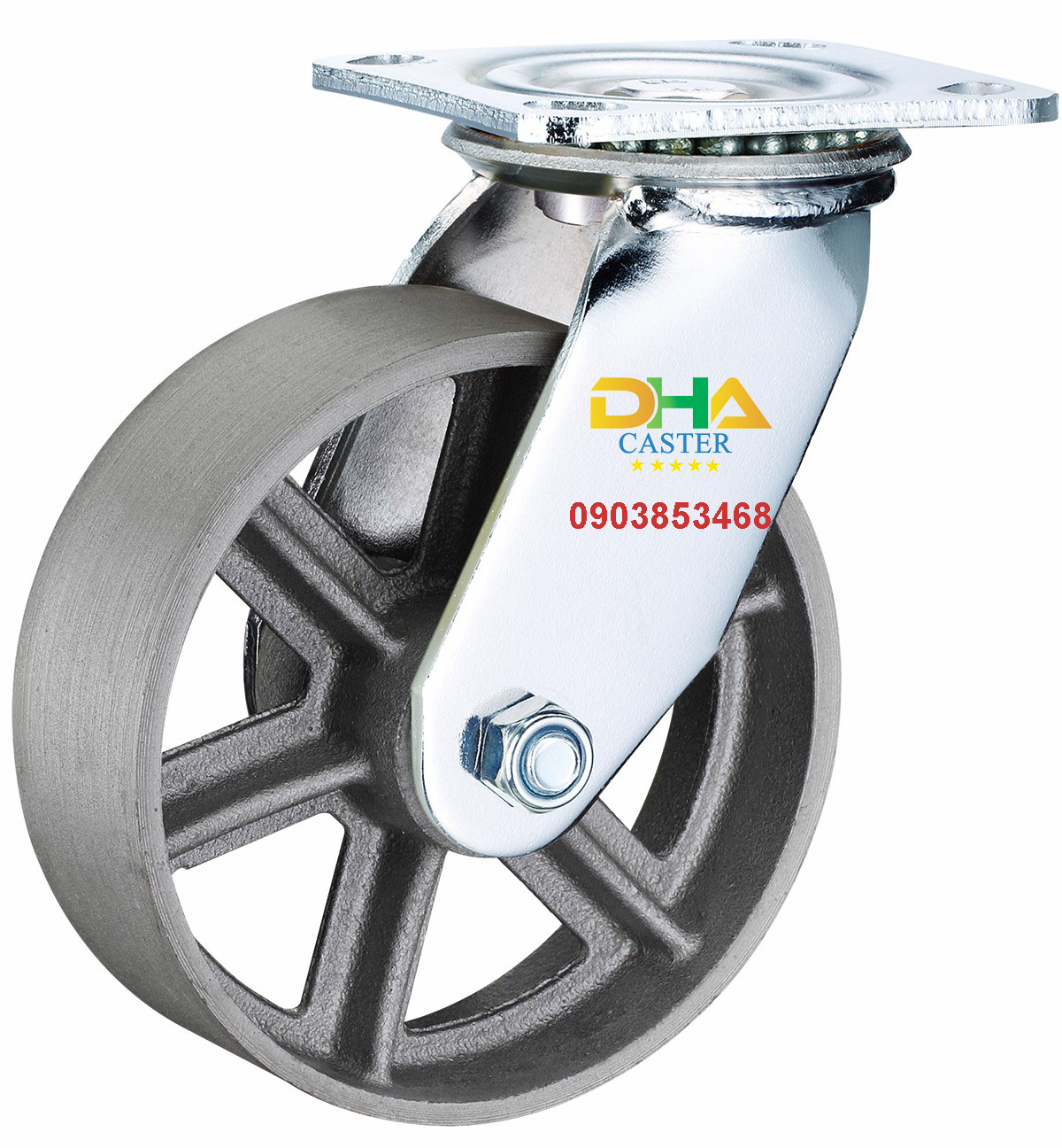 Bánh xe gang đúc 200mm xoay