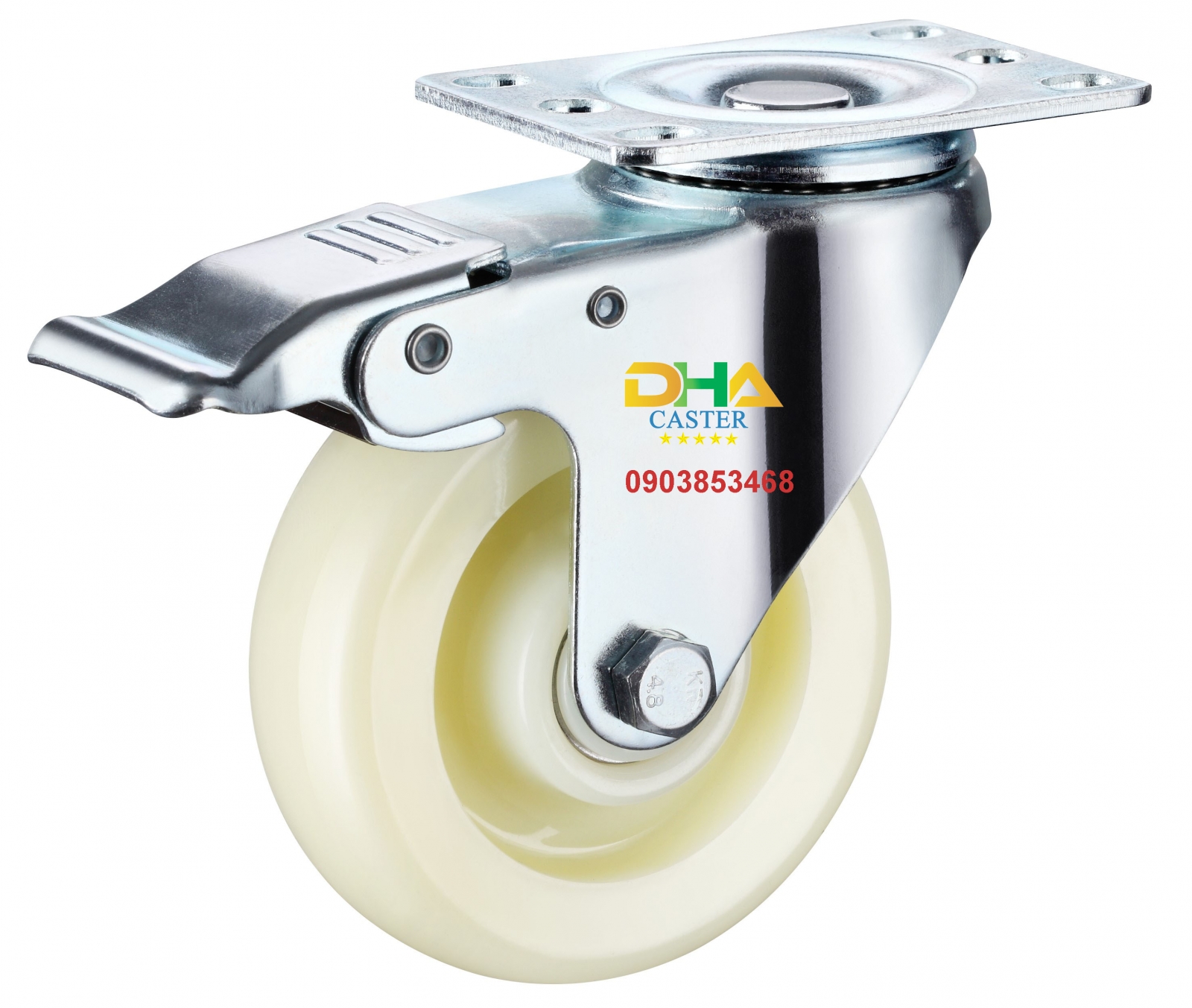 Bánh xe Nylon 100*32mm khóa