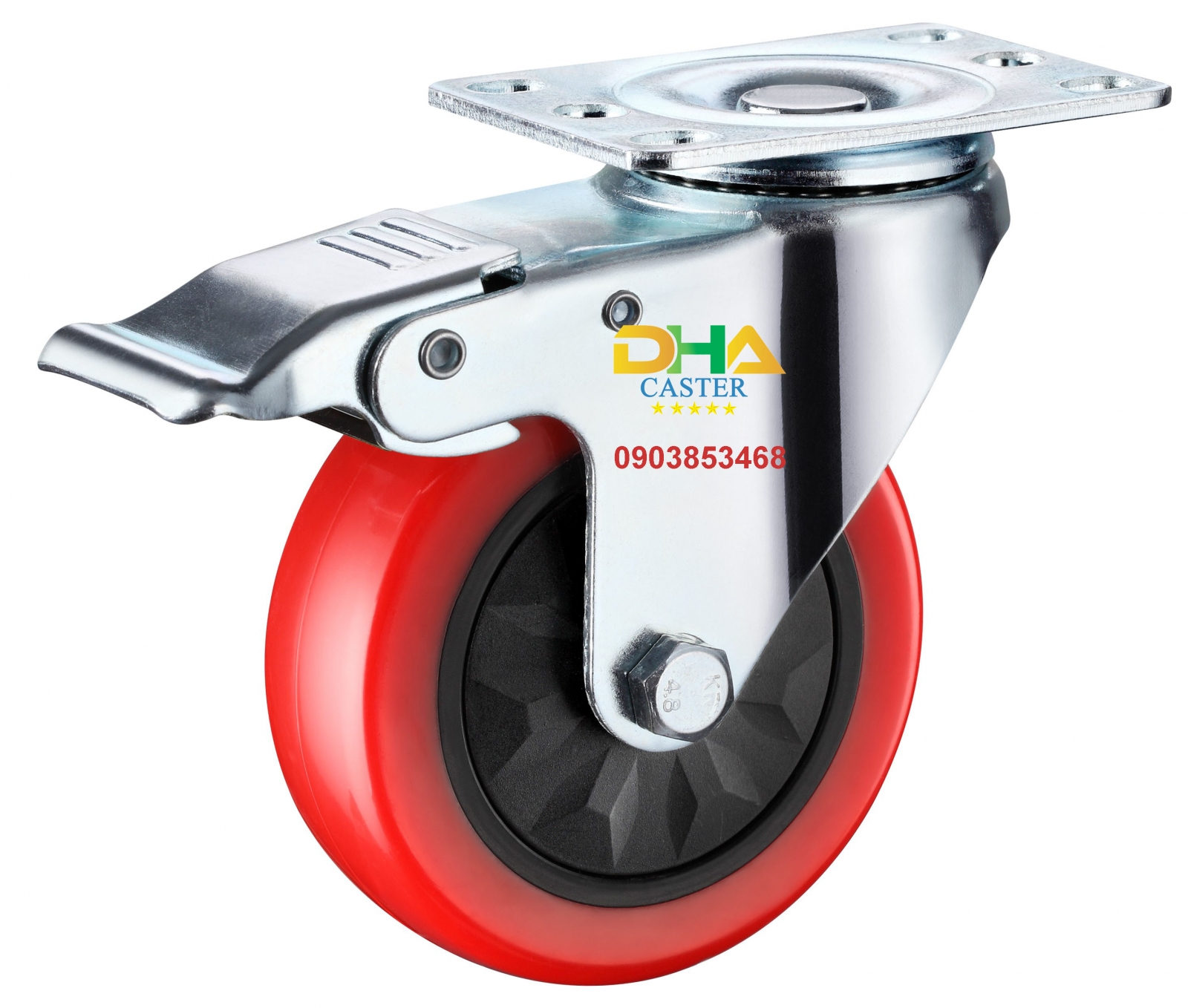 Bánh xe PU 125x32 xoay khóa