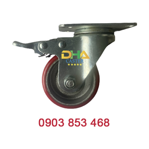Bánh xe PU gang 75x32 khóa